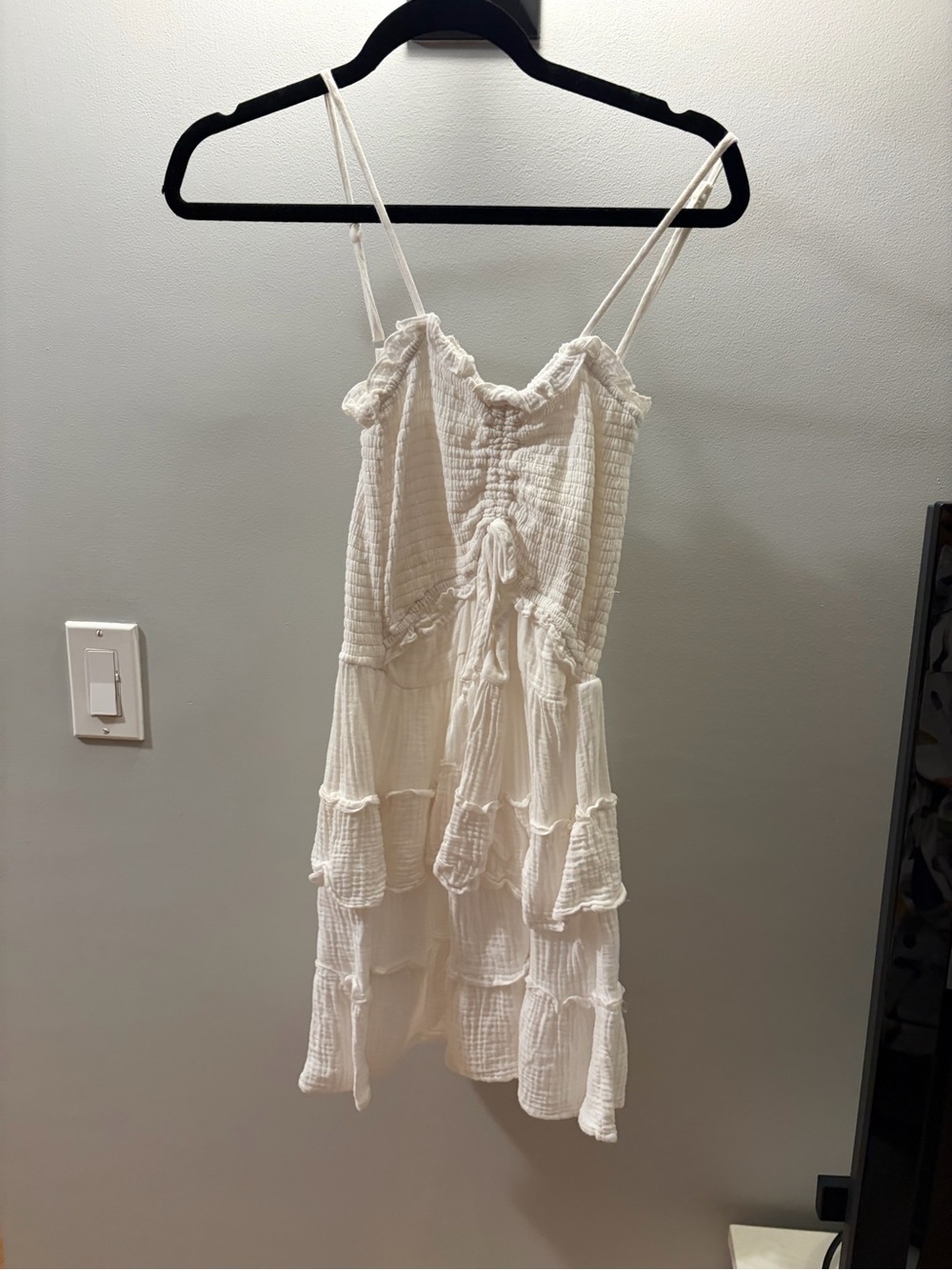 White Tiered Gauze Sundress with Adjustable Straps Ocean Drive small